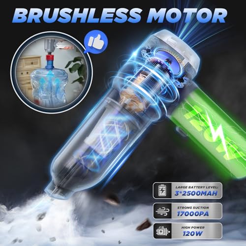 Handheld Car Vacuum Portable Cordless17000Pa HL132 Silver (Silver)