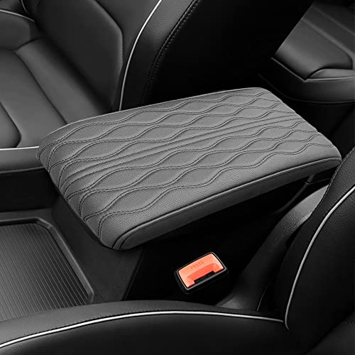 2025 Upgrade Universal Style Memory Cotton Car Armrest Box Pad (Wave Pattern / Gray)