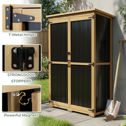 Outdoor Storage Shed with Adjustable Shelf (Brown / 46"x18.2"x68")