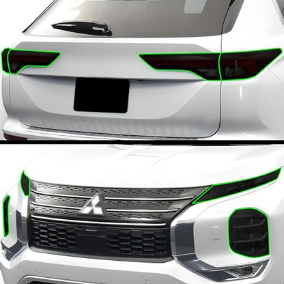 Full Headlight Taillight Tint Kit Compatible with Mitsubishi Outlander 2022 (FULL KIT / Dark Smoke)