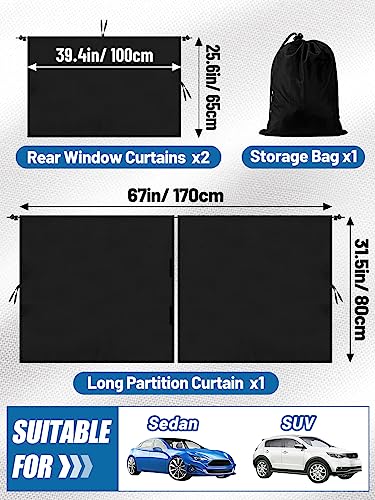 Set of 3 Car Privacy Curtain