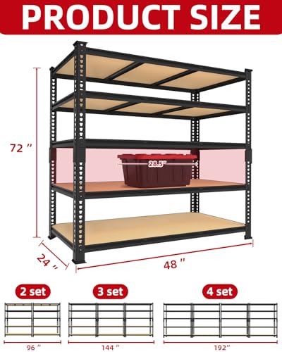 3250 LBS Heavy Duty Garage Storage Shelves Adjustable Shelf (48" W x 24" D x 72" H)