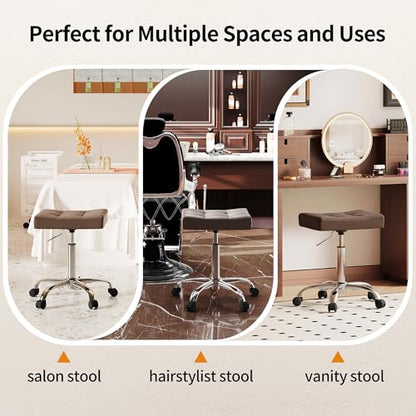 Hairstylist Stool with Wheels (Coffee Brown)