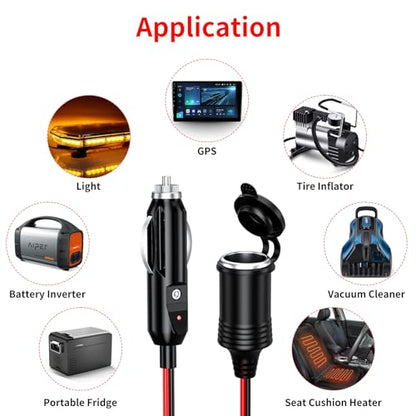 12 24V 4.9FT 16AWG Car Cigarette Lighter Extension Cord (4.9 ft)