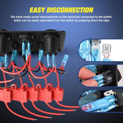 5 Gang Multi Function Waterproof Switch Panel Green (Waterproof Type C + USB Green)