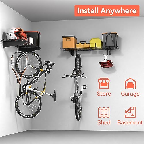 2 Pack Garage Wall Shelves (Black / 15*45")