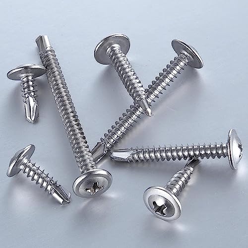 100 pcs) Wensilon #10×2”for Sheet Metal Self-Tapping Screws 410 Stainless Steel Truss Head High-Strength Quick Tapping Screws (#10X2" / Silver)