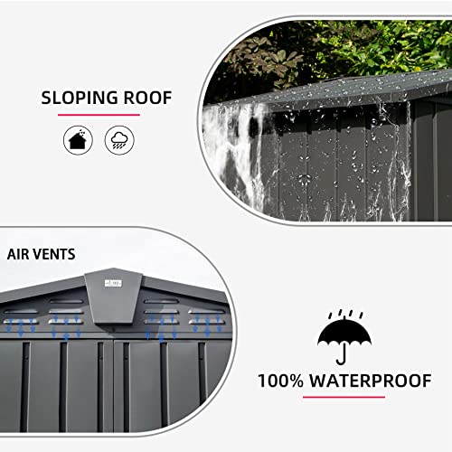 Domi 10’ x 8’ Outdoor Storage Shed (10' x 8' Gable Roof / Dark Gray)