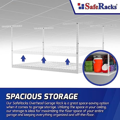 3x6 Overhead Garage Storage Rack (White / 12"-21")
