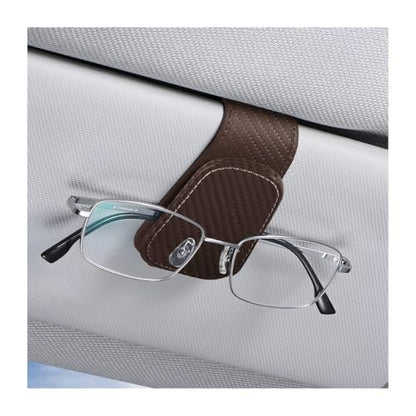 Sunglasses Holders for Car Sun Visor (1 Pack / Coffee/Carbon Fiber)