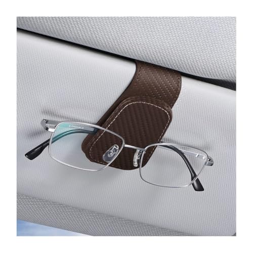 Sunglasses Holders for Car Sun Visor (1 Pack / Coffee/Carbon Fiber)