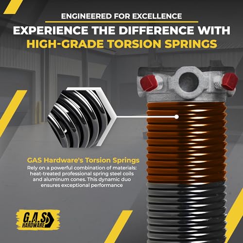 Garage Door Torsion Spring 192x2x24 Torsion Springs for Left Side of Garage Door with 1" Steel Bearing (192x2x24 / Red Cone (Left Side))