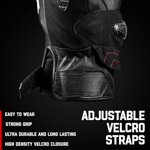 Leather Motorcycle Gloves for Men (White / 3X-Large)