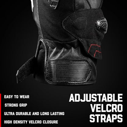Leather Motorcycle Gloves for Men (White / 3X-Large)