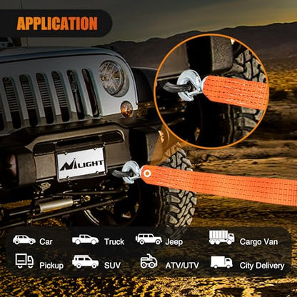 Tow Strap with Safety Hooks 2”x20’10 (2in x 20ft Strap w/Hooks / Straps)