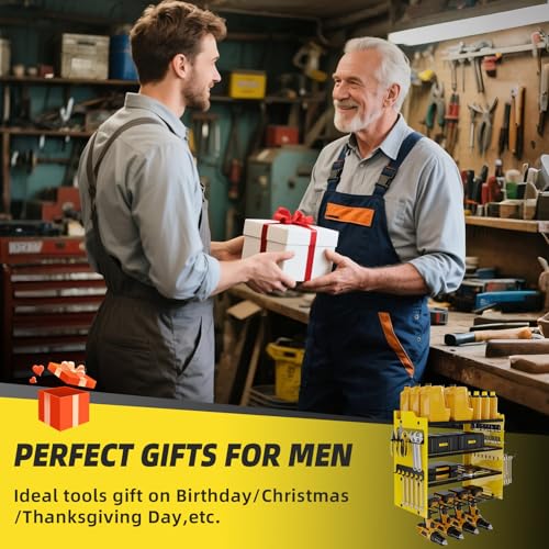 Power Tool Organizer Wall Mount with 4 (Yellow / 4-Drills Holders)