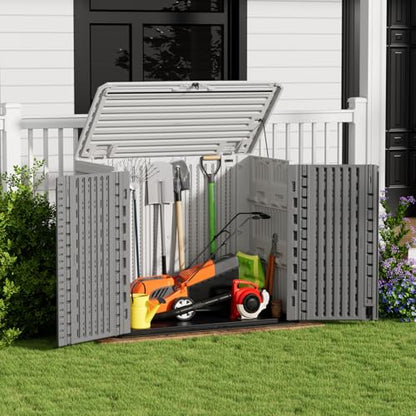 Outdoor Storage Shed Diamond Texture 4x3FT Horizontal Shed (White & Grey-26 Cu ft)