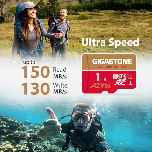 5 Years Data Recovery】 GIGASTONE 1TB Micro SD Card 4 (1TB 4K Camera Pro 4-Pack)