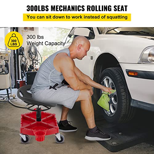 Rolling Garage Stool (Red)