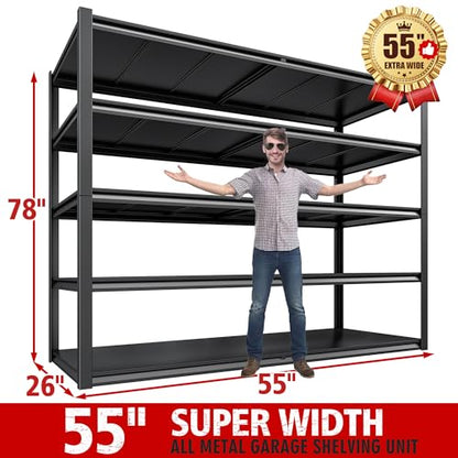 78" H Garage Shelving (5-Tier,55" W x 26" D x 78" H)