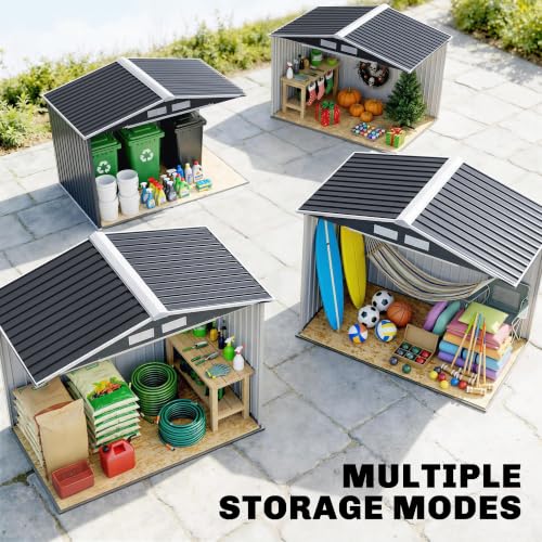 7' x 4' Outdoor Storage Shed Garden Tool Metal Shed Dark Gray (Dark Gray / 7' x 4')