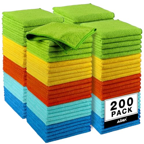 Microfiber Cleaning Cloth (Yellow Blue Green / 200PK)