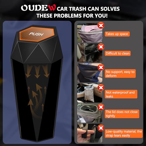 Car Trash Can with Lid (Black)