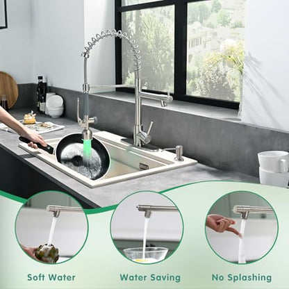 Commercial Kitchen Faucets with Pull Down Sprayer Brushed Nickel (Nickel)