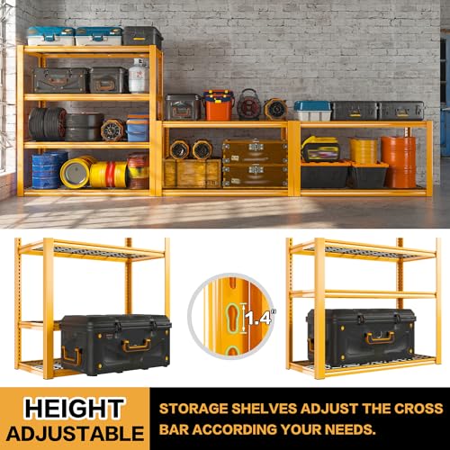 40" W Yellow Garage Shelving with Double (Orange)