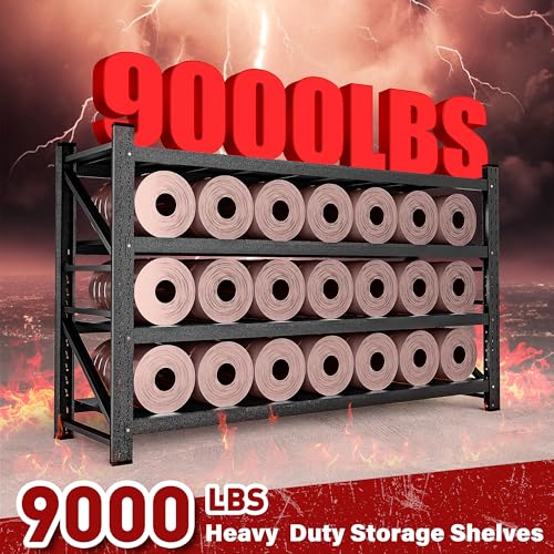 9000LBS Heavy Duty Garage Shelving Units (Matte Black / 75"Wx24"Dx70"H)