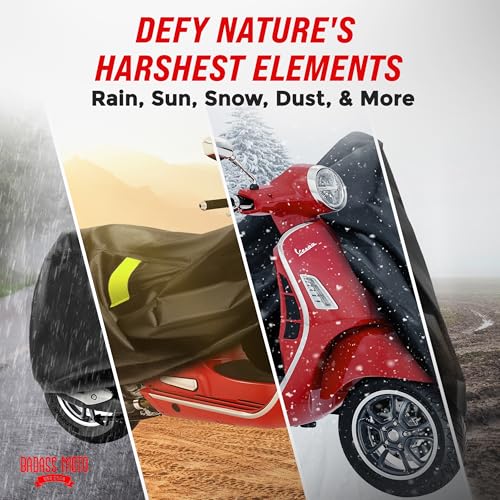 Waterproof Scooter & Moped Cover for Vespa (Badass Black / [SCOOTER] 80"L x 36"W x 47"H)