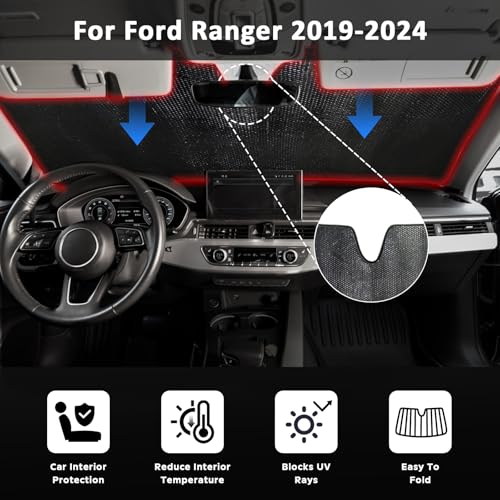 Car Windshield Sun Shade for Ford Ranger 2019 (for Ford Ranger 2019-2024)