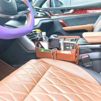 Seat Gap Organizer Car Seat Console Organizer Front Seat Side Storage Bag Center Console Side Pocket Car Seat Crevice Storage Seat Gap Filler Between Seat Storage Pouch (brown)