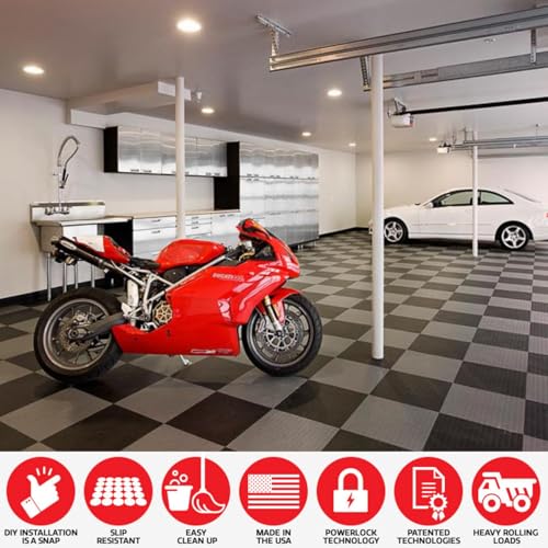 SnapLock GarageDeck 12"x12" Interlocking Garage Floor Tiles (48 Pack / Alloy)