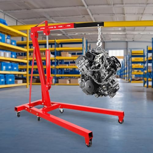 Engine Hoist Cherry Picker with Leveler (Red)