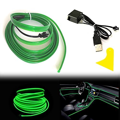 El Wire Green Interior Car LED Strip Lights (Green / 5 M)
