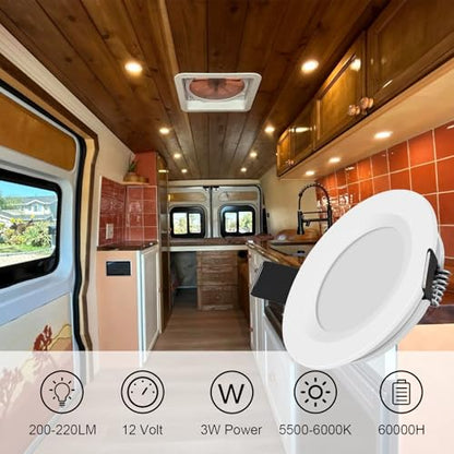 12V LED RV Puck Lights (Warm White, White)