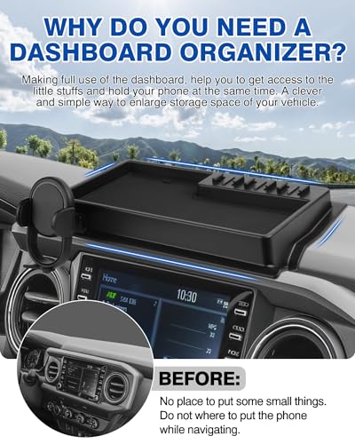 Phone Holder Mount for Toyota Tacoma 2016 (Auto-Look+Organizer / Toyota Tacoma 16-23 with GoPro Mount)