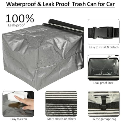 Leak Proof Car Trash Can with Lid Stripe Print (Stripe Print / 2 Gallons)