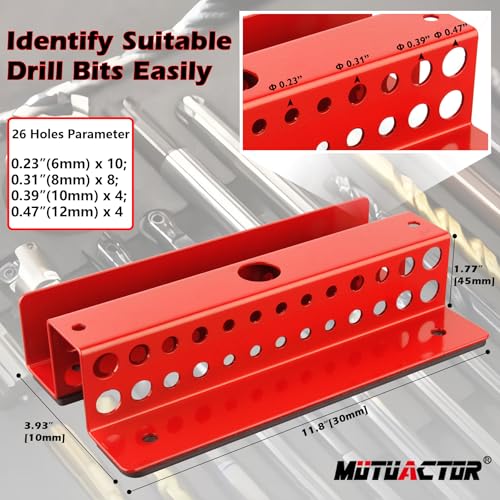 Drill Bit Organizer Heavy Duty (Red Magnetic Drill Bit Holder)