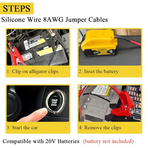 Jumper Cables Adapter Compatible with De.Walt 20V Batteries 1.25FT (1.25FT)