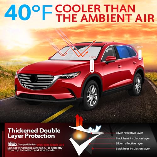 Windshield Sun Shade for 2016 (for 2016-2025 Mazda CX9 CX-9)
