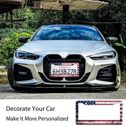 Vintage American Flag License Plate Frame (Retro American Flag)