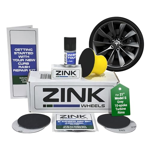 Premium Tesla Wheel Curb Rash Repair Kit for Model S 21 (Tesla Model S / 21" Grey Turbine)