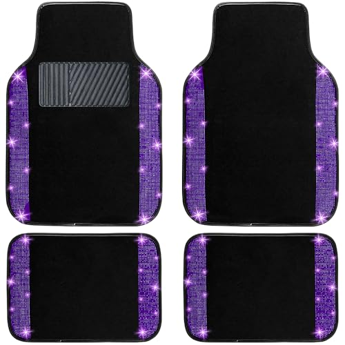 Purple Violet Bling Car Floor Mats Full Set (Purple Violet Diamond / Car Floor Mats (4 Pieces))