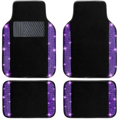 Purple Violet Bling Car Floor Mats Full Set (Purple Violet Diamond / Car Floor Mats (4 Pieces))