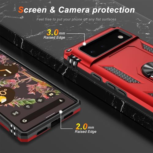for Google Pixel 6 Case with Screen Protector (Red / Google Pixel 6)