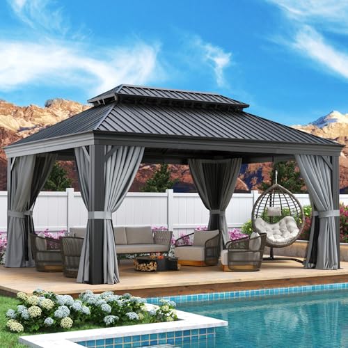 12' X 16' Hardtop Gazebo with Drainage (Gray / 12' X 16')