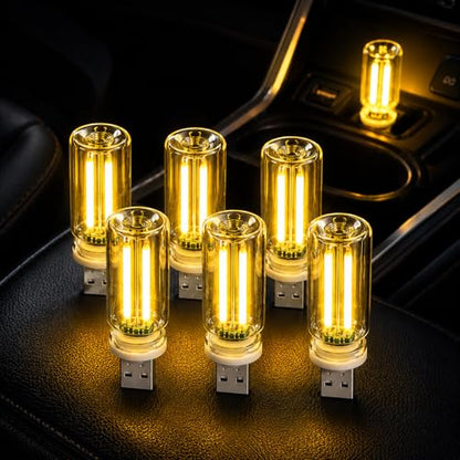 6 Pack USB Car Night Light (Yellow)