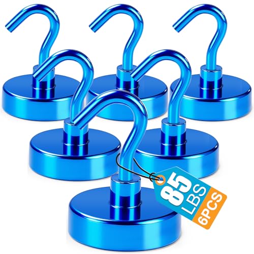 Magnetic Hooks Magnet Hook for Cruise Cabins 85LBS Essentials 6P (Blue / 0.98in)